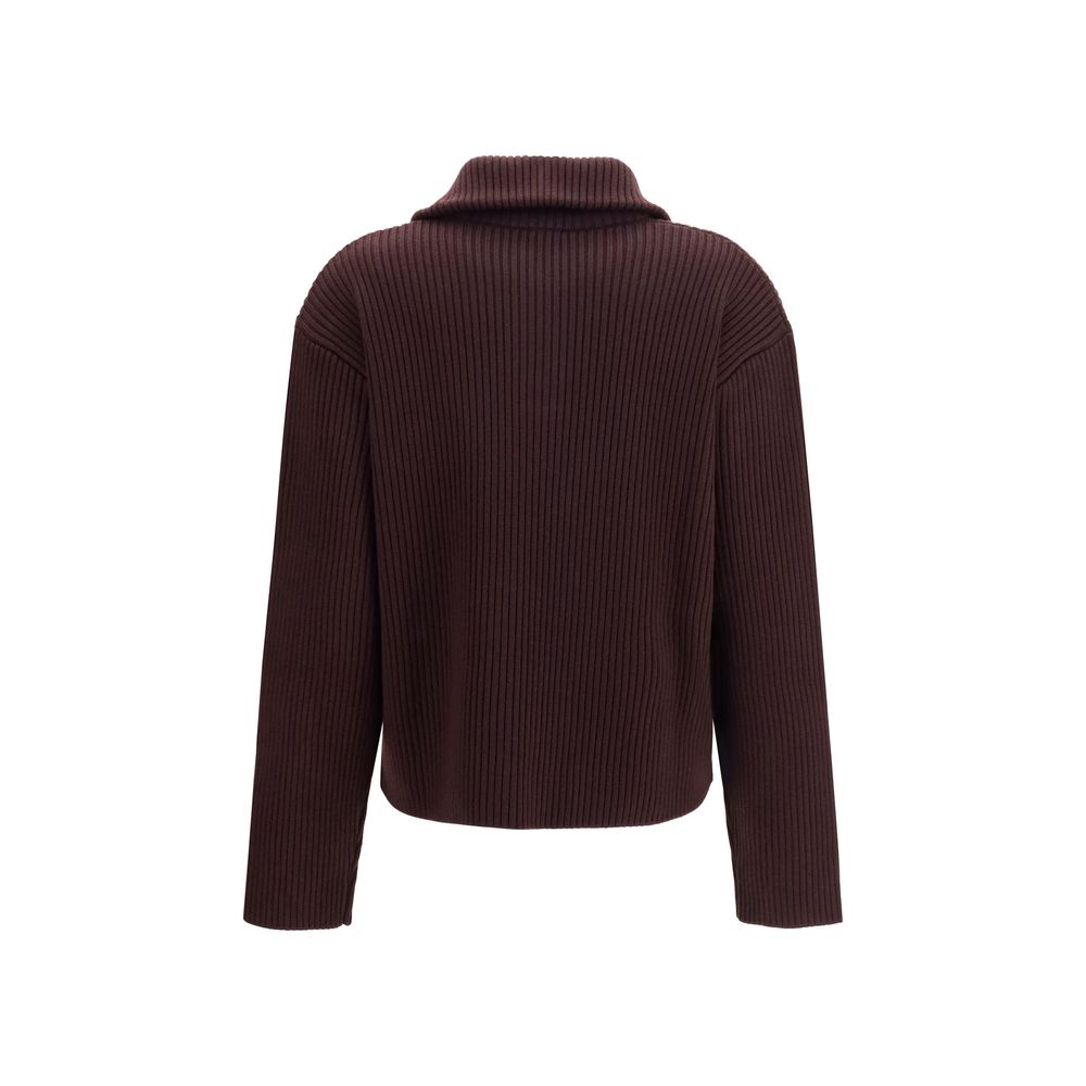 Brown Merino Wool Ribbed Sweater