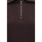 Brown Merino Wool Ribbed Sweater