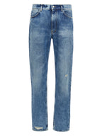 Blue Cotton Straight-Leg Jeans