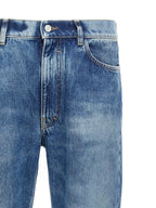 Blue Cotton Straight-Leg Jeans