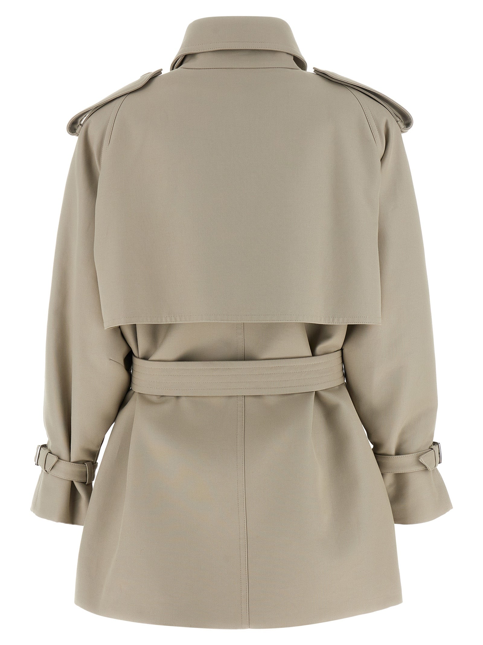 MxsCacio Beige Double-Breasted Cotton Duster Trench Coat