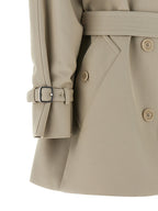MxsCacio Beige Double-Breasted Cotton Duster Trench Coat