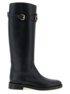 Black Calfskin Over-the-Knee Boots