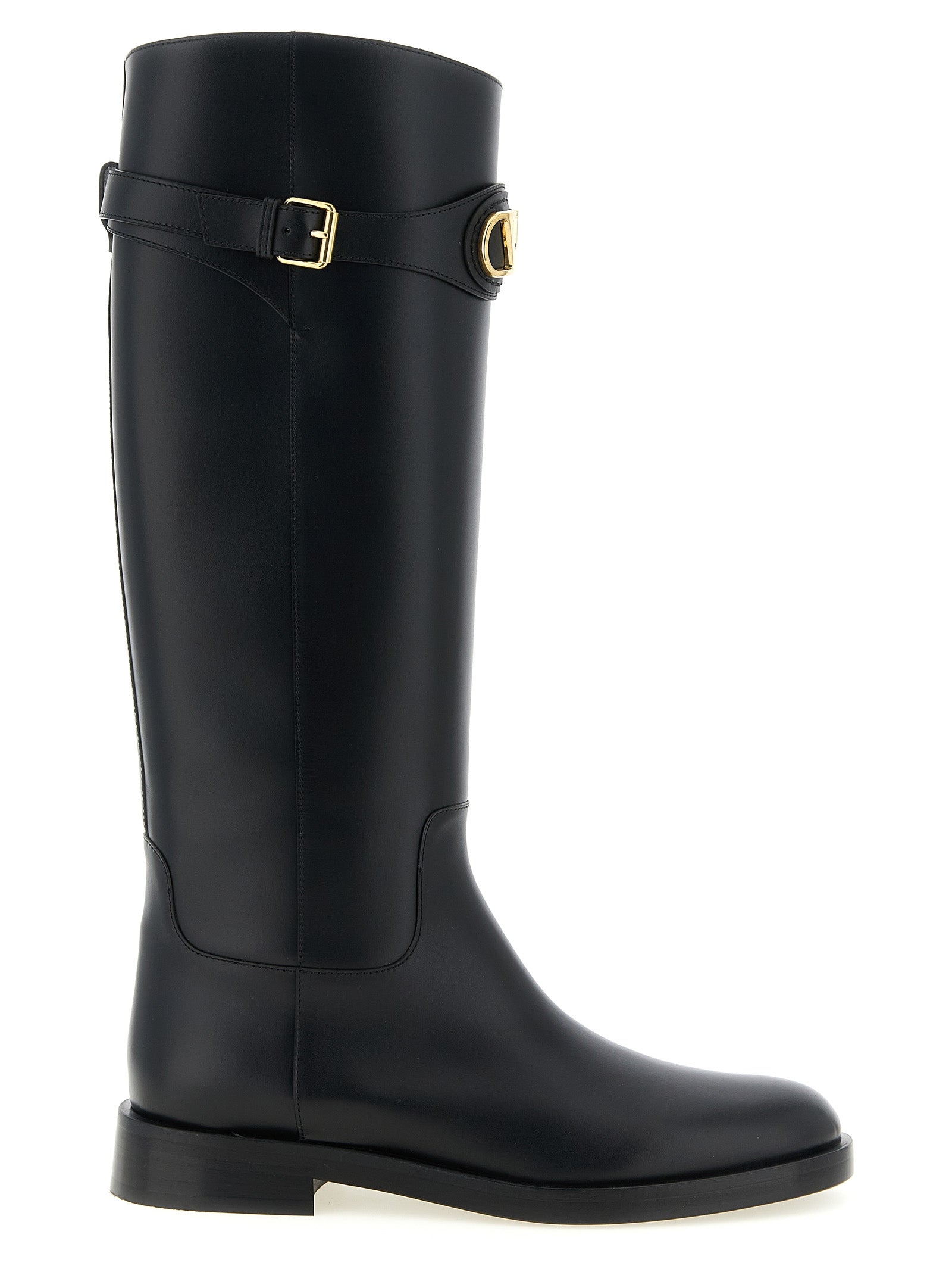 Black Calfskin Over-the-Knee Boots