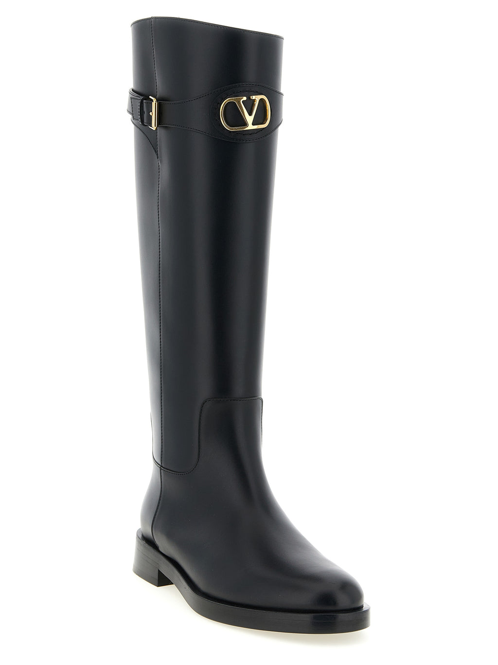 Black Calfskin Over-the-Knee Boots