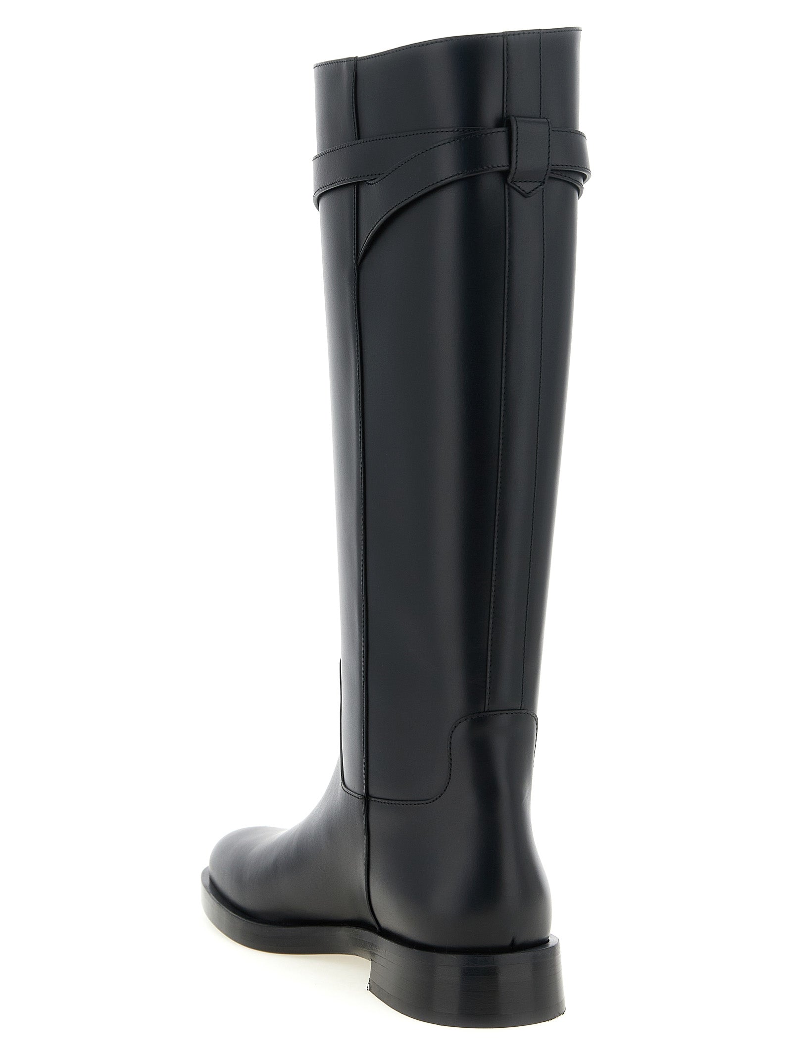 Black Calfskin Over-the-Knee Boots