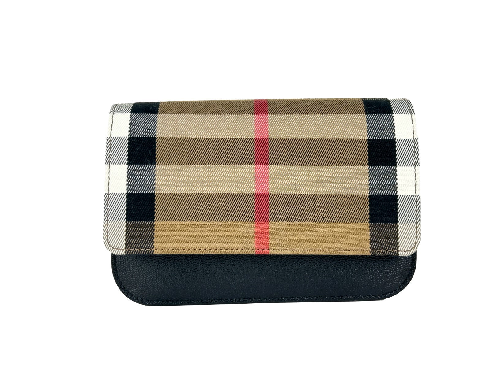 Small Madison House Check Leather-Canvas Crossbody