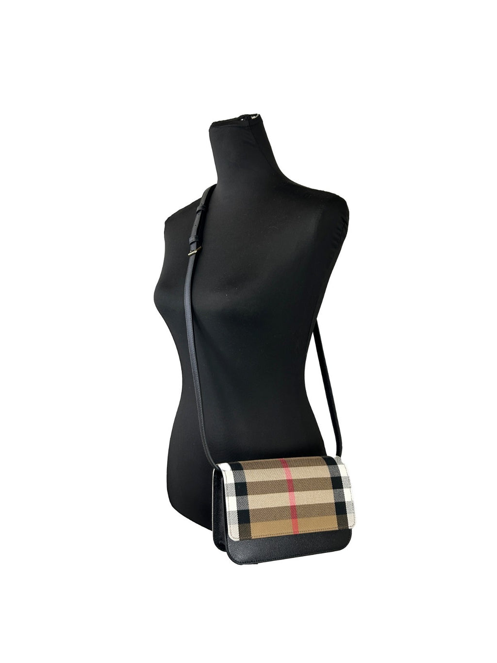 Small Madison House Check Leather-Canvas Crossbody