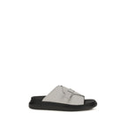 Gray Calfskin Platform Sandals