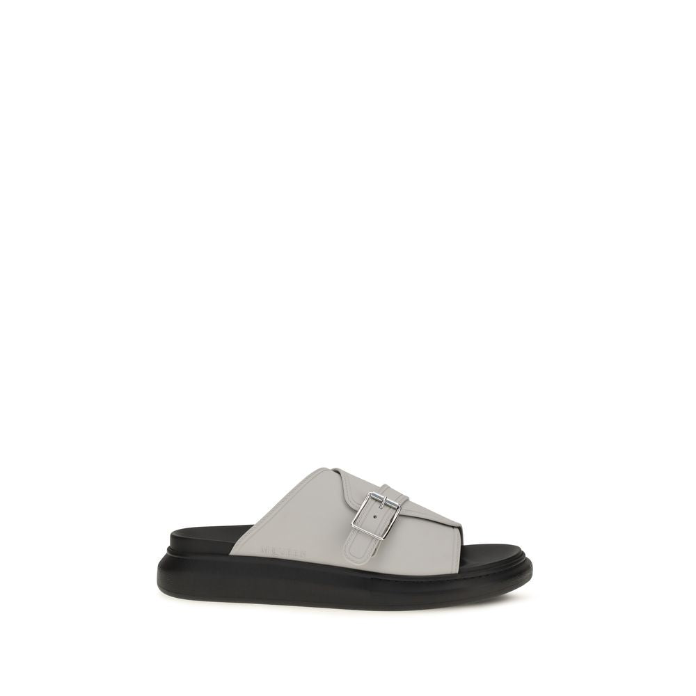 Gray Calfskin Platform Sandals