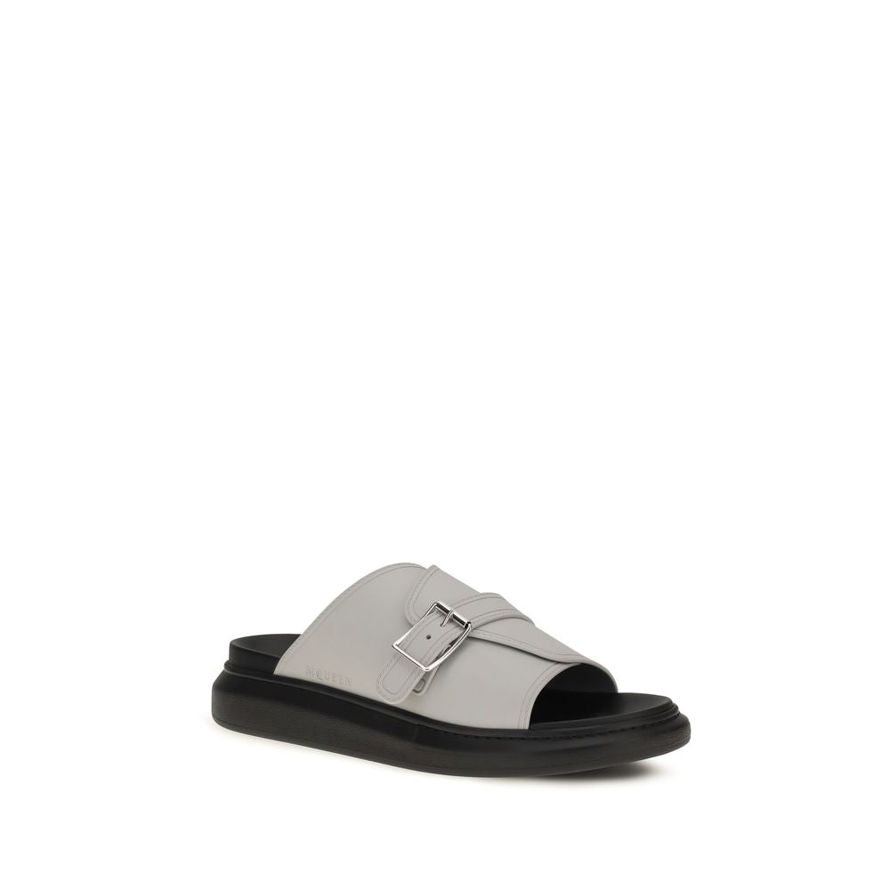Gray Calfskin Platform Sandals
