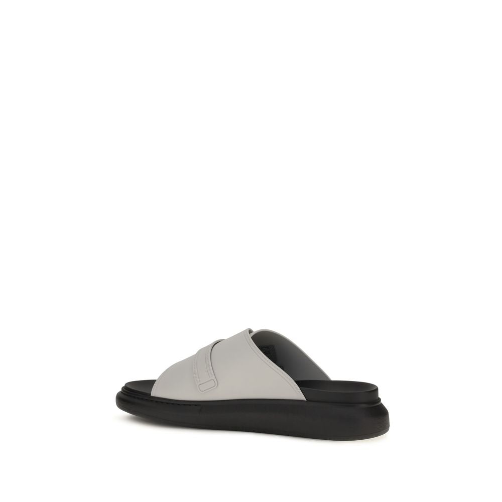 Gray Calfskin Platform Sandals