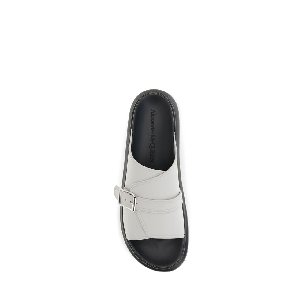 Gray Calfskin Platform Sandals