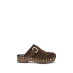 Brown Calfskin Jeannette Clog Mules