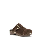 Brown Calfskin Jeannette Clog Mules
