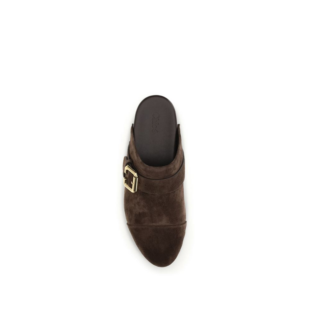 Brown Calfskin Jeannette Clog Mules