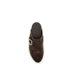 Brown Calfskin Jeannette Clog Mules