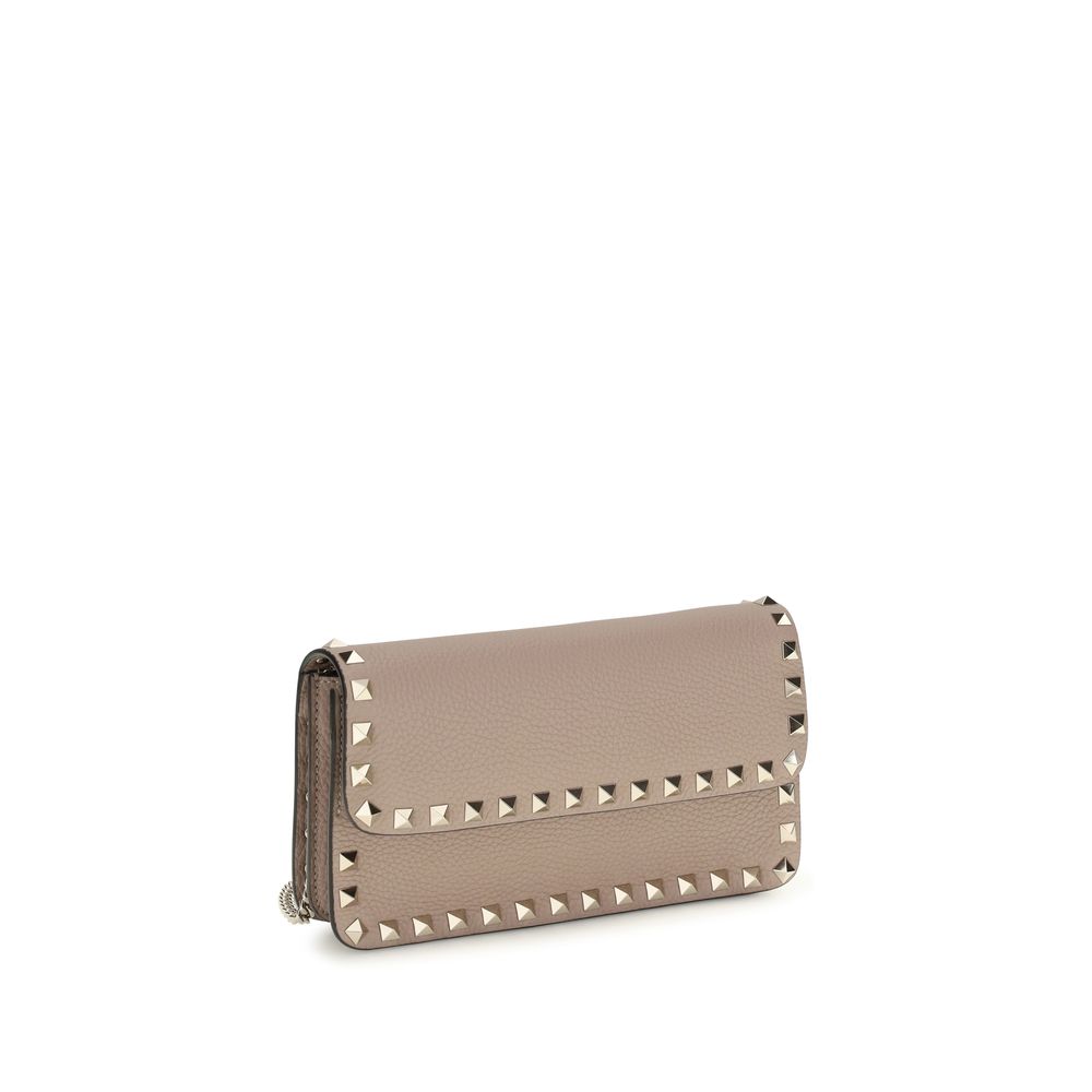 Multicolor Calfskin Rockstud Chain Wallet