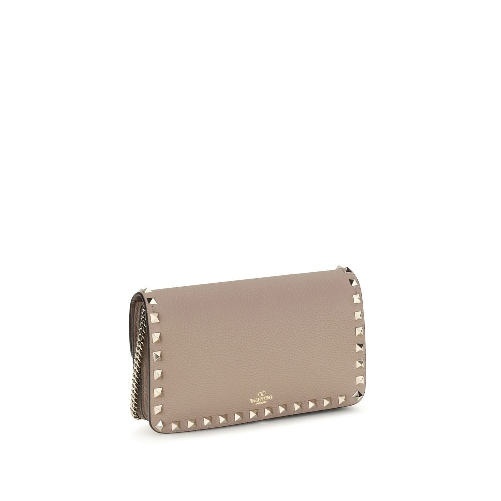 Multicolor Calfskin Rockstud Chain Wallet