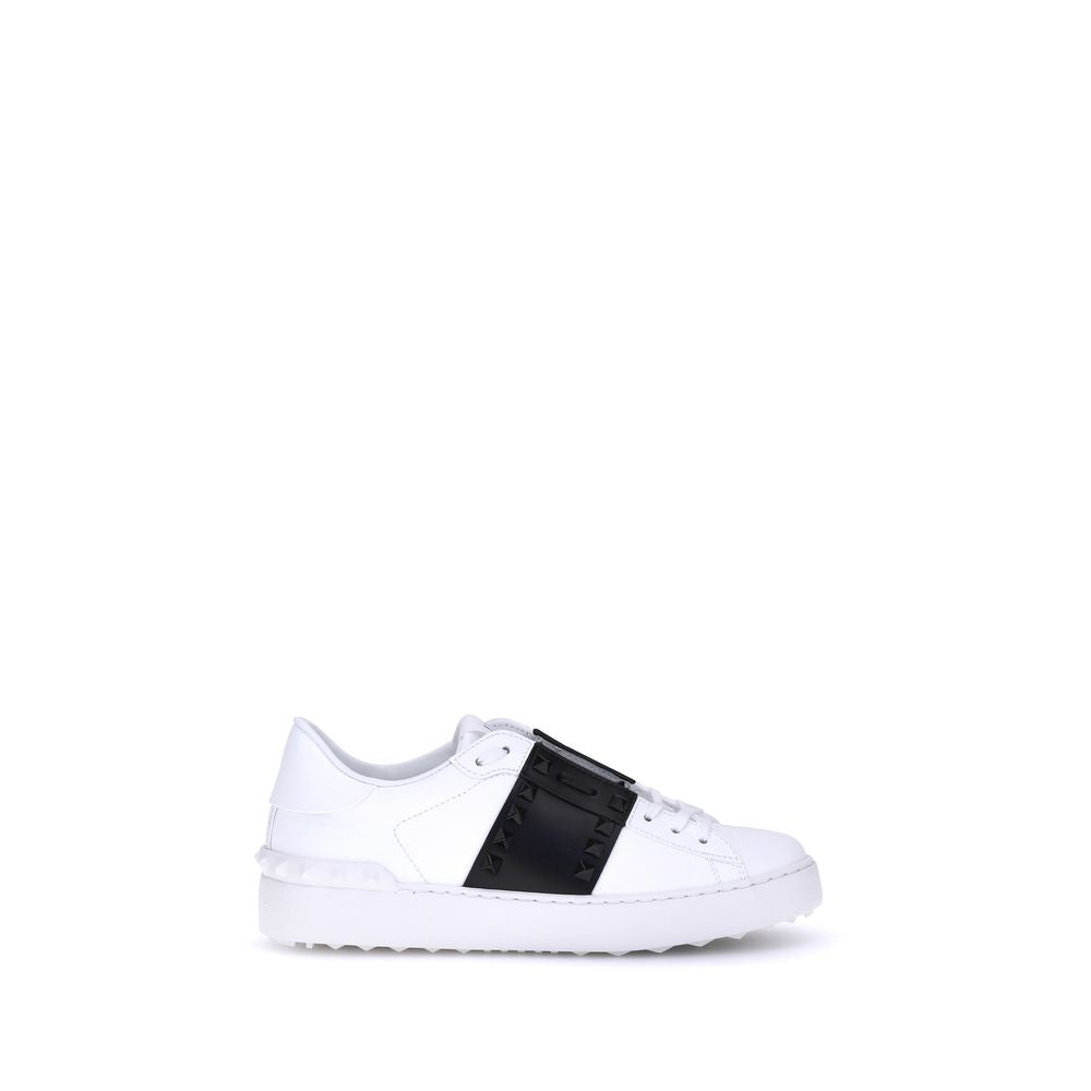 Calfskin Open Rockstud Low-Top Sneakers