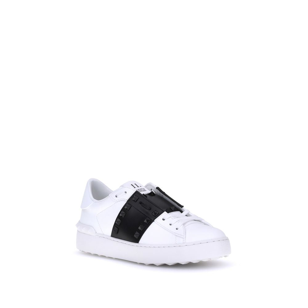 Calfskin Open Rockstud Low-Top Sneakers