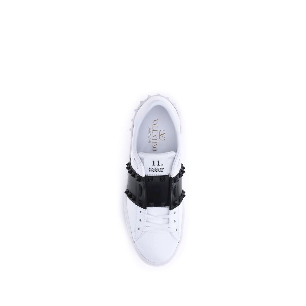 Calfskin Open Rockstud Low-Top Sneakers