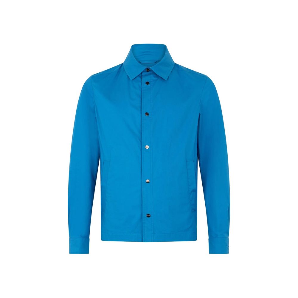 Blue Cotton Full-Length Jacket
