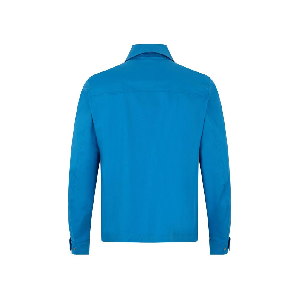 Blue Cotton Full-Length Jacket