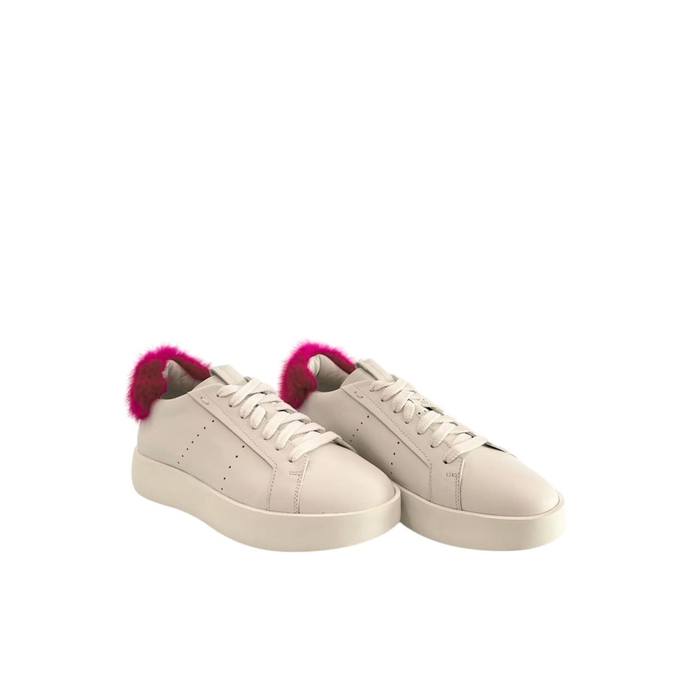 White Leather Platform Sneakers