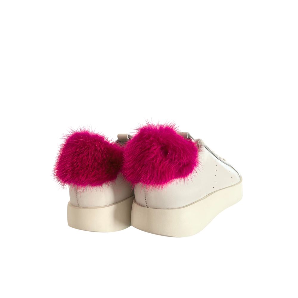 White Leather Platform Sneakers