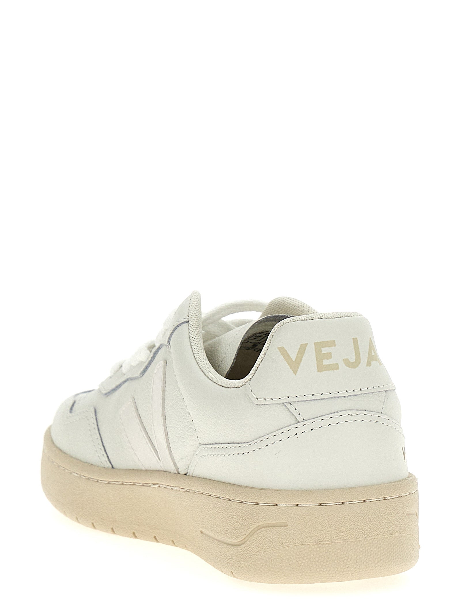 White Leather V-90 Low‑Top Sneakers