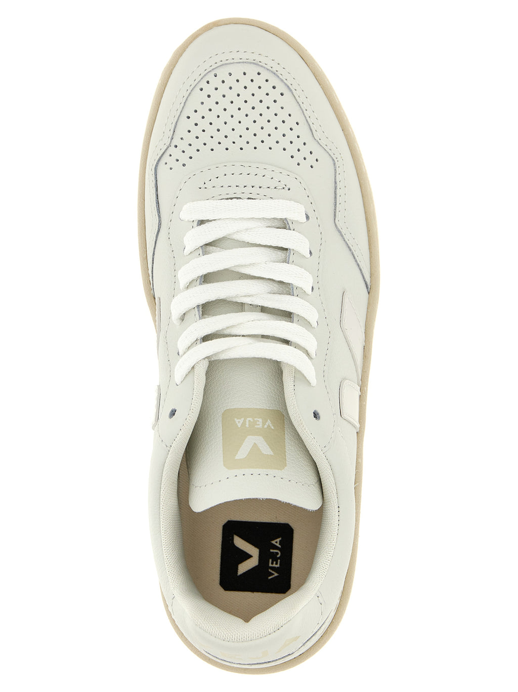 White Leather V-90 Low‑Top Sneakers