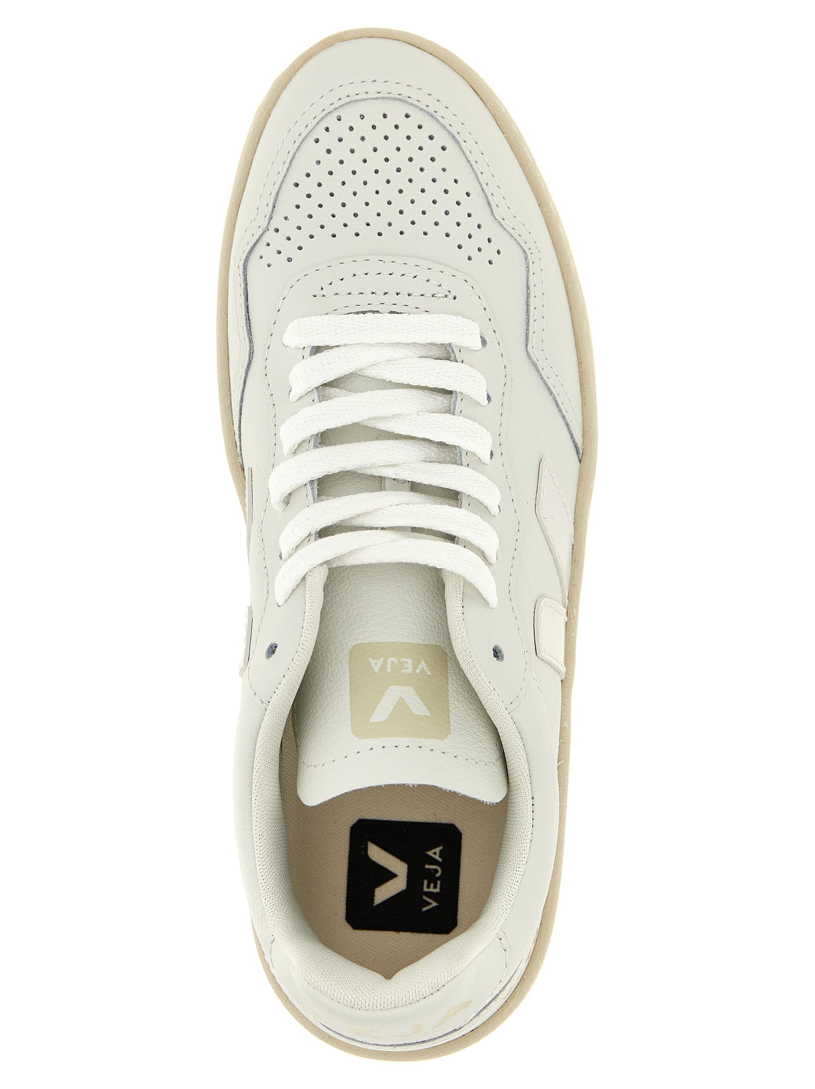 White Leather V-90 Low‑Top Sneakers