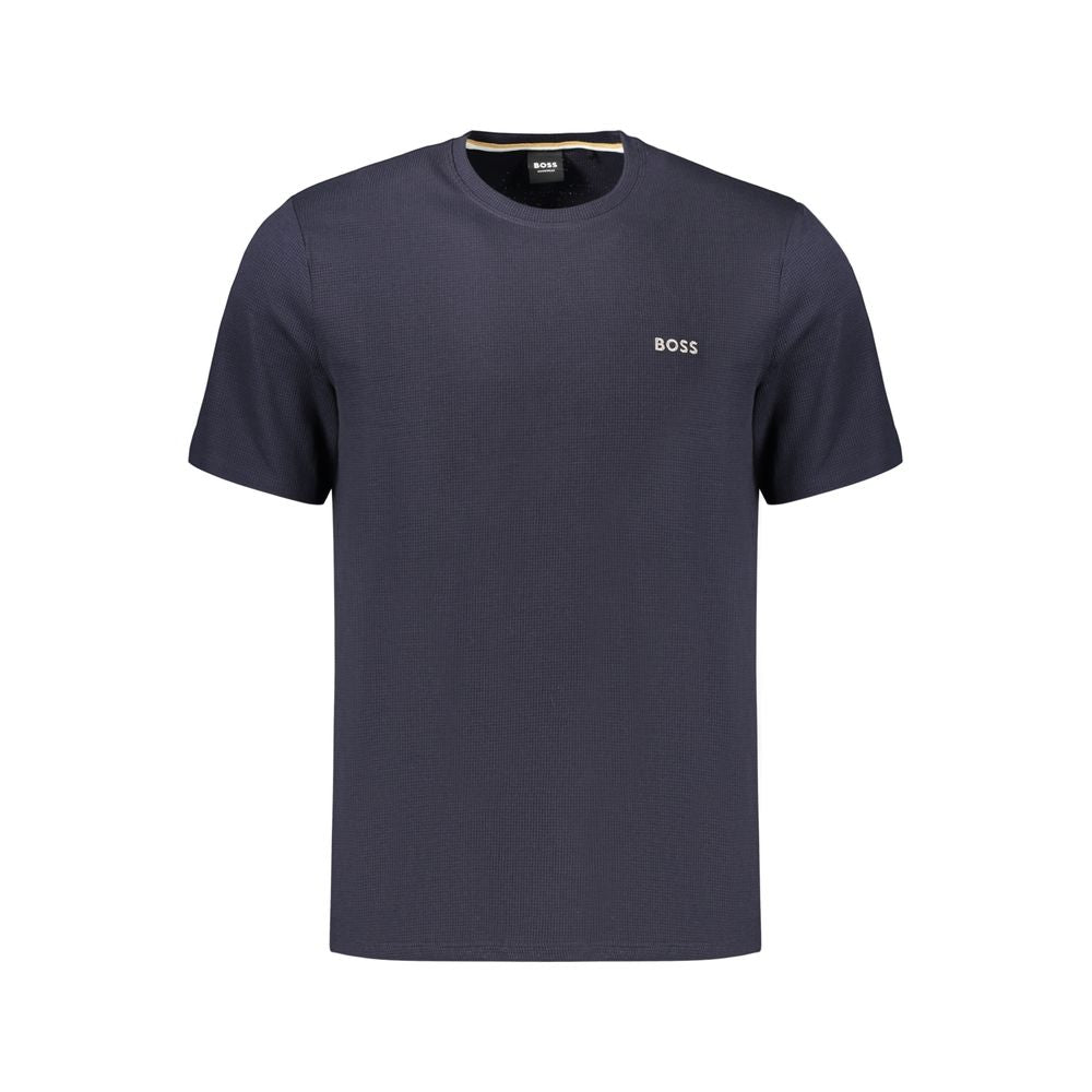 Blue Cotton-Polyester Knit Tee