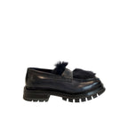 Blue Leather Moccasin Loafers
