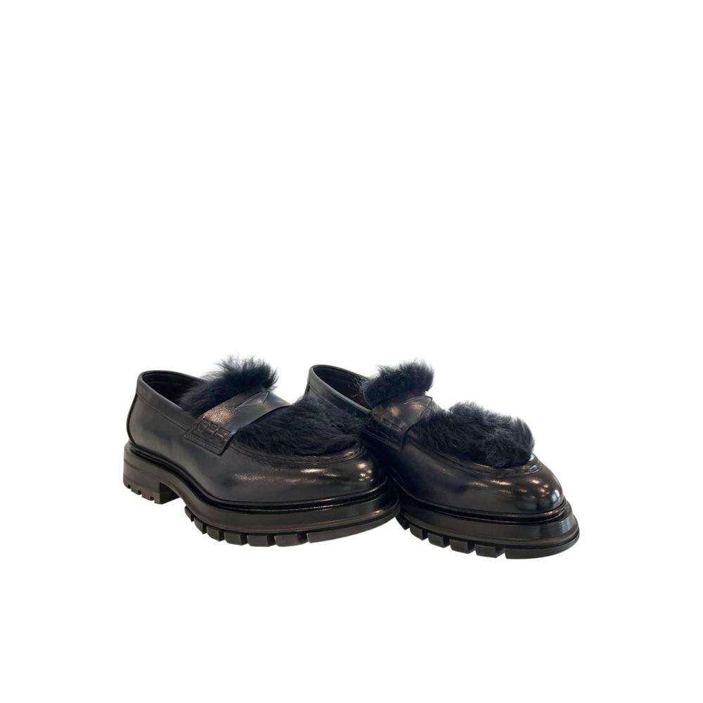 Blue Leather Moccasin Loafers