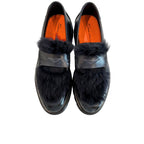 Blue Leather Moccasin Loafers