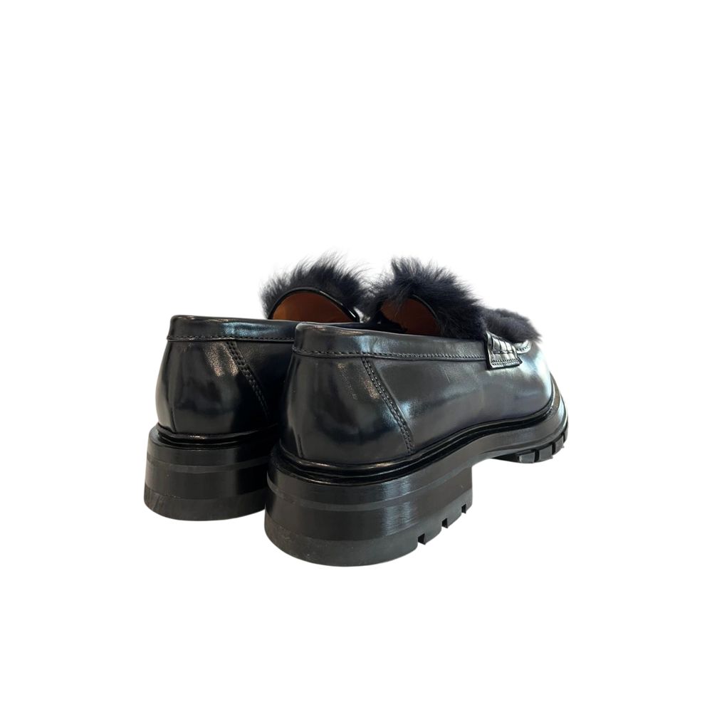 Blue Leather Moccasin Loafers