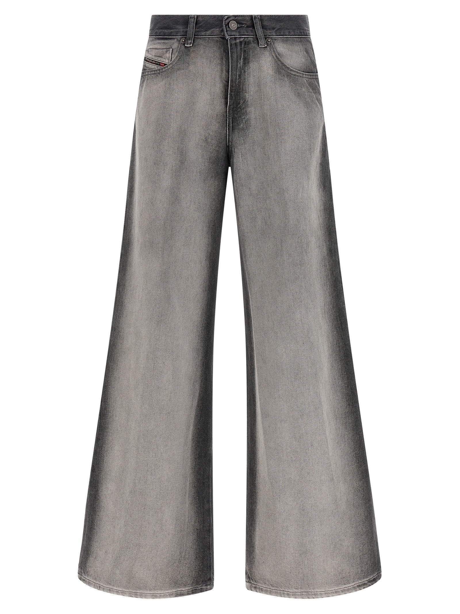 Gray Cotton-Lyocell Flared Jeans