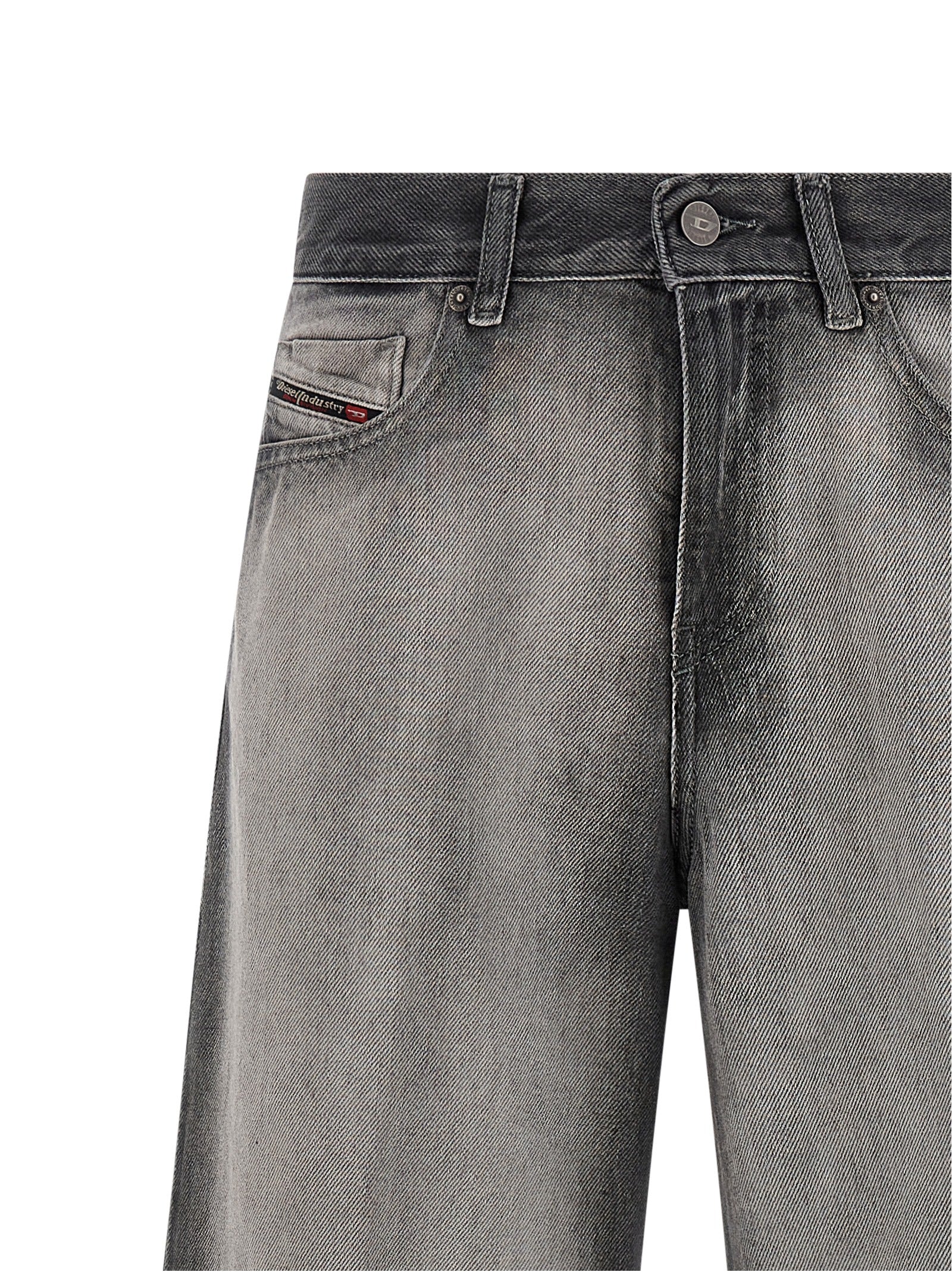 Gray Cotton-Lyocell Flared Jeans