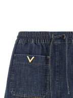 Blue Cotton Bermuda Shorts