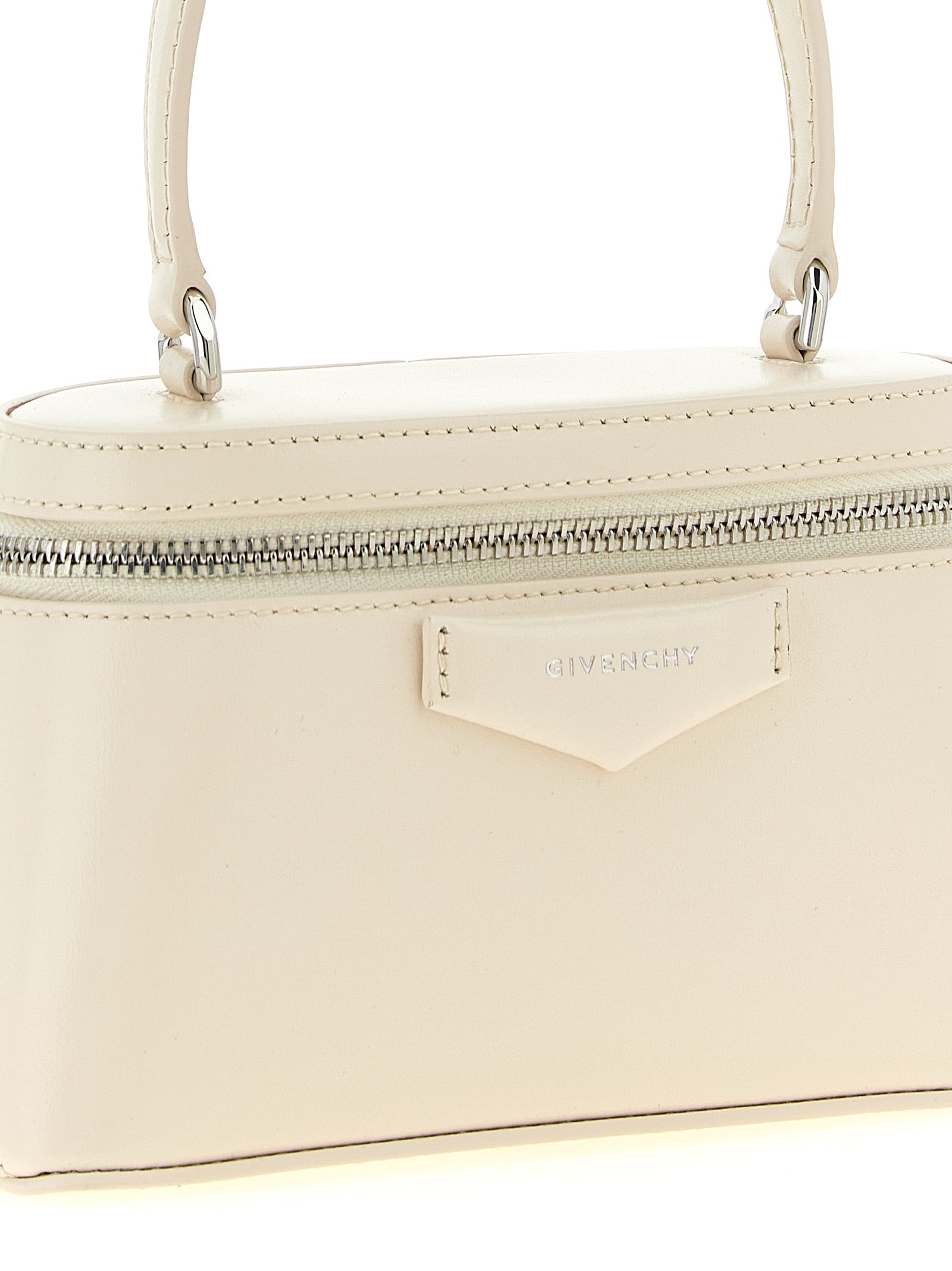 Antigona White Leather Box-Shaped Handbag