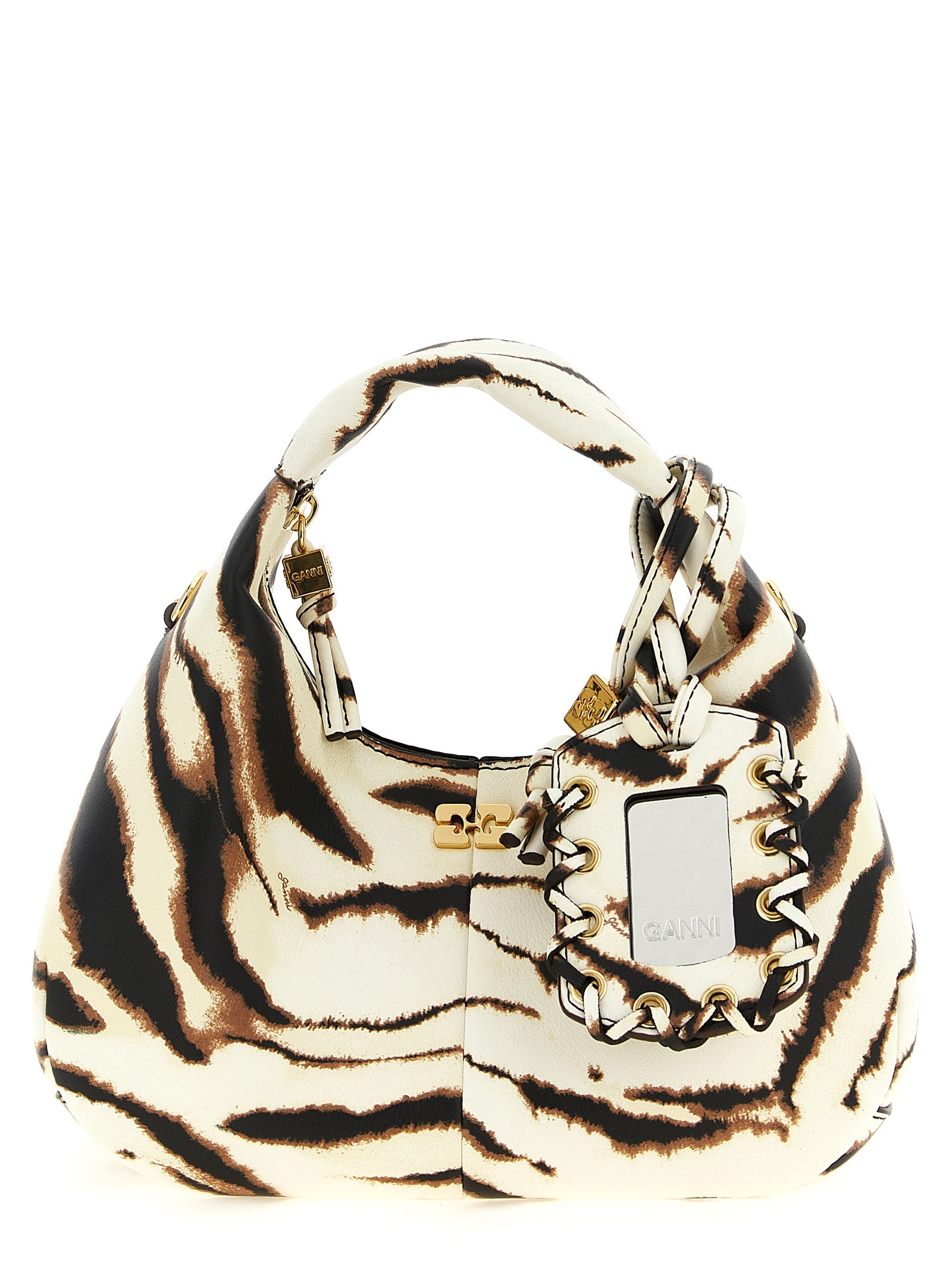 Mini Hobo Zebra Polyester Polyurethane Handbag