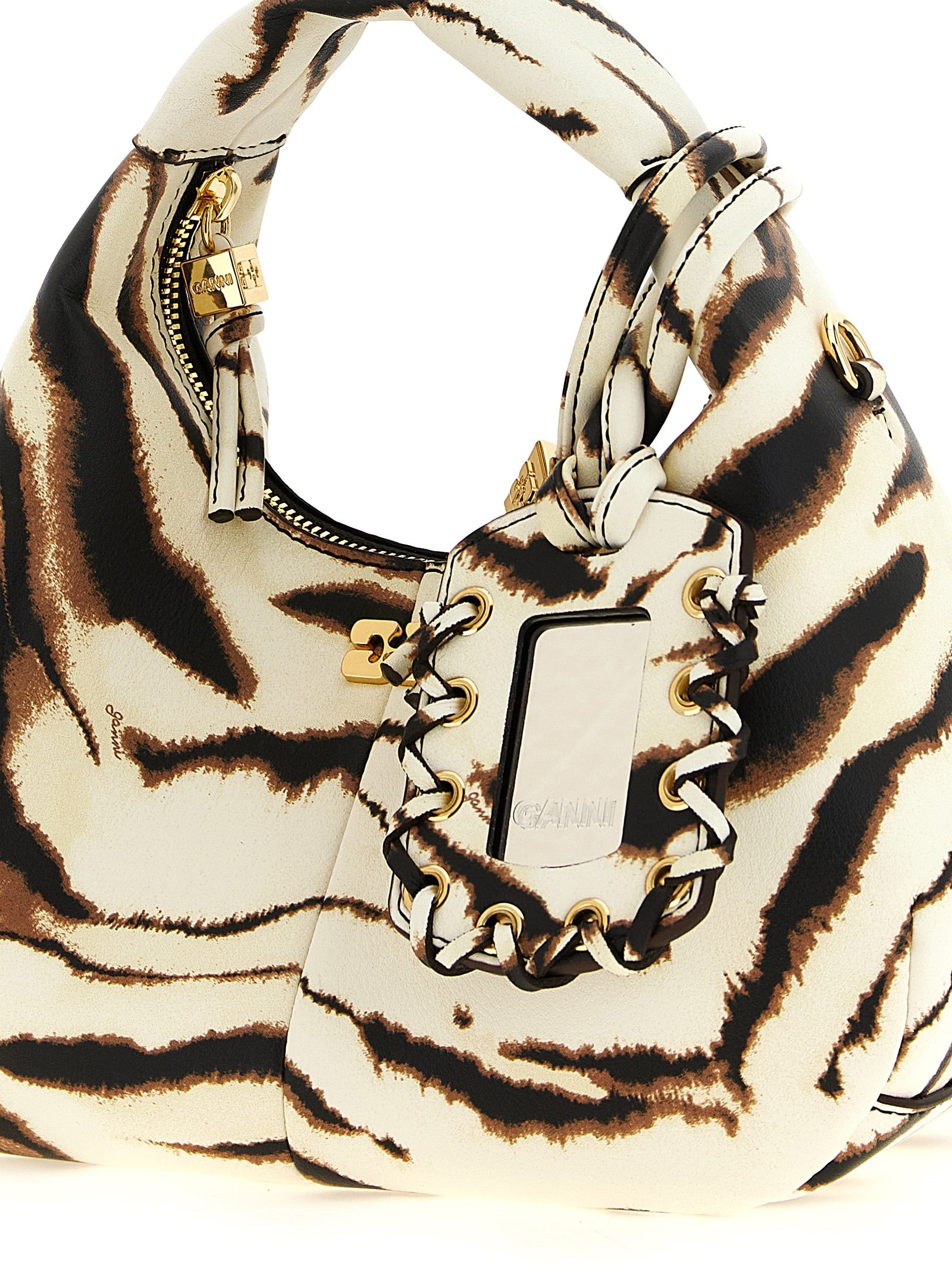Mini Hobo Zebra Polyester Polyurethane Handbag