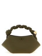 Mini Bou Hexagonal Handbag in Olive Green Polyester Faux Leather