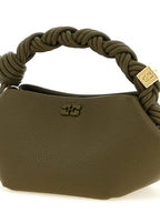 Mini Bou Hexagonal Handbag in Olive Green Polyester Faux Leather