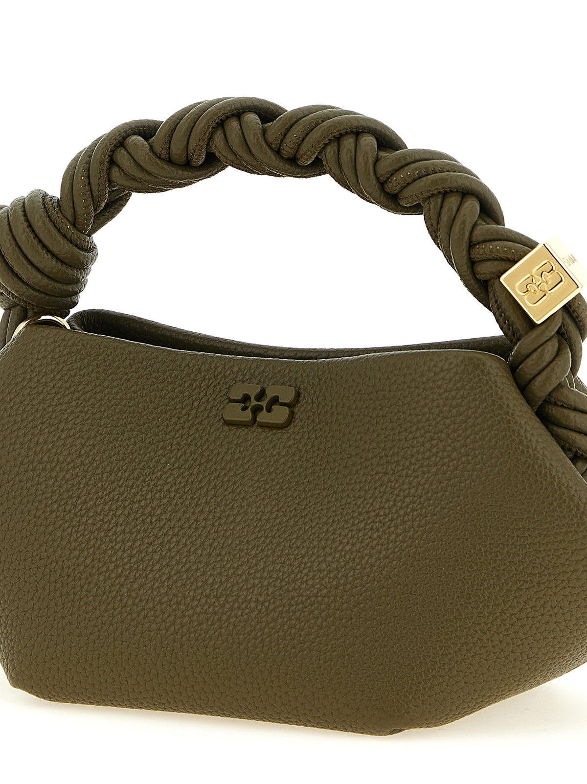 Mini Bou Hexagonal Handbag in Olive Green Polyester Faux Leather