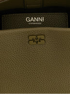 Mini Bou Hexagonal Handbag in Olive Green Polyester Faux Leather
