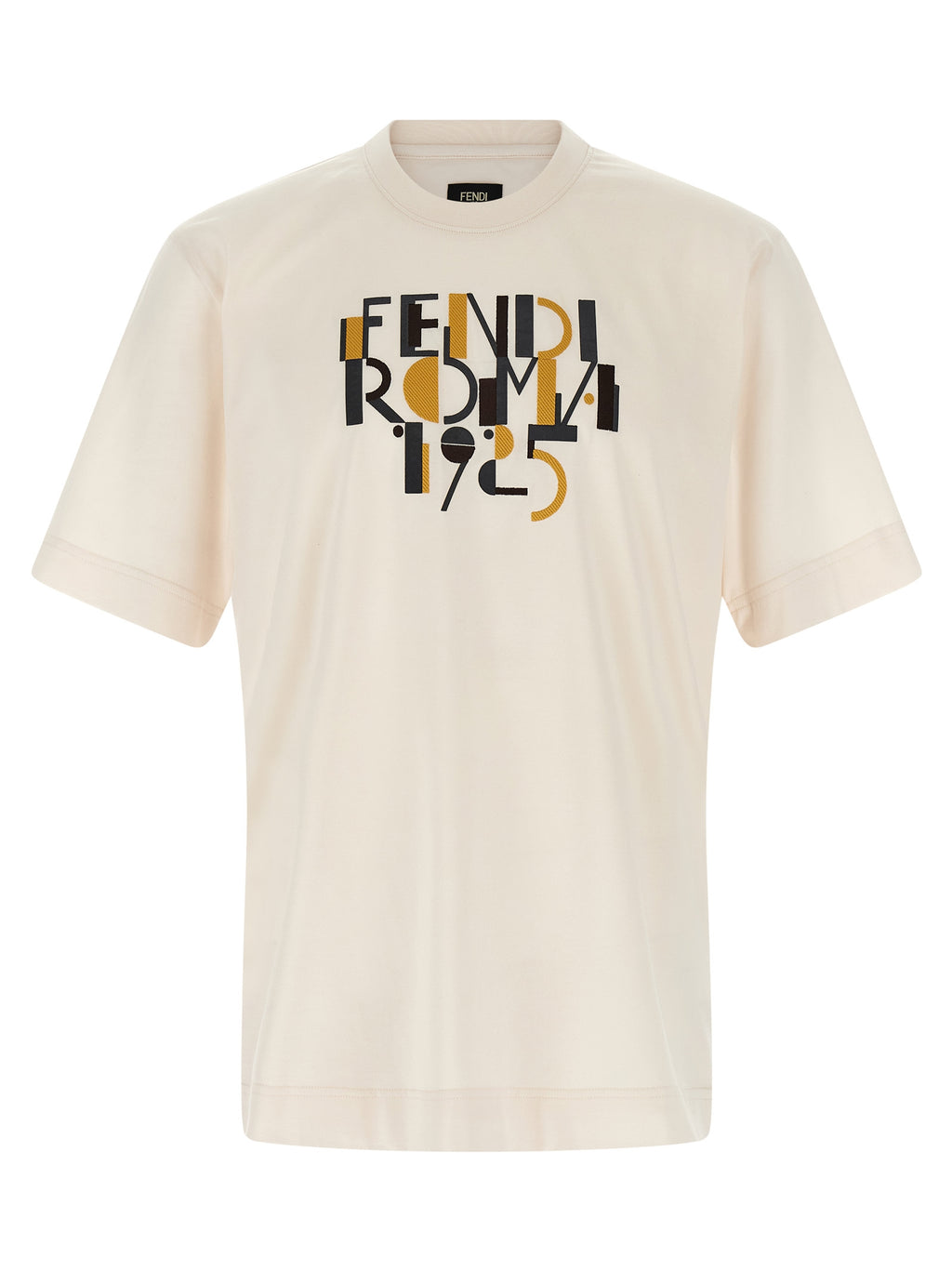 White Cotton Jersey T-Shirt with Roma 1925 Print