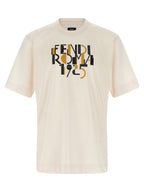 White Cotton Jersey T-Shirt with Roma 1925 Print